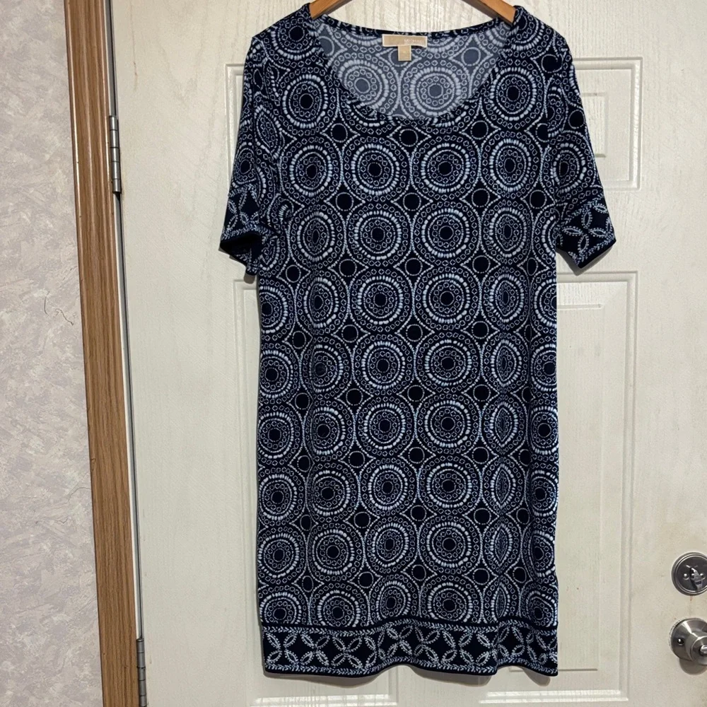 Michael Kors Blue and White‎ Geometric Dress